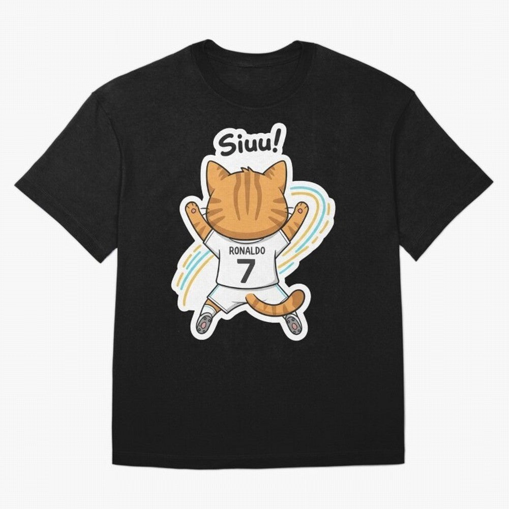 Kitten - Funny Siuuu Celebration Cat Meme | Ronaldo Oversized T-Shirt Relive Legendary Nights from Match Day Hype around FIFA World Cup 2026 Group Stage, Messi and Cristiano Ronaldo, Portugal, Spain and Germany, Championship Spirit, Famous Goals,
