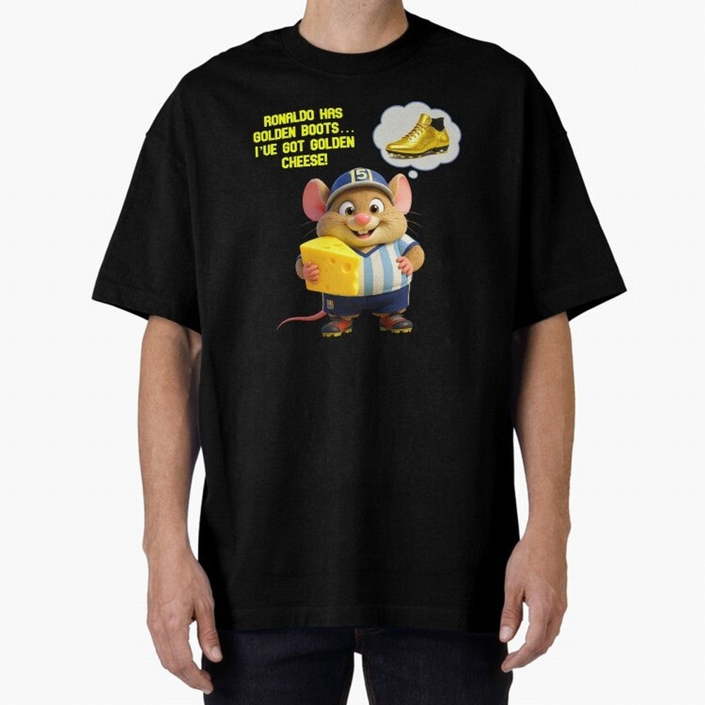 Zippy¡¯s Golden Cheese vs Ronaldo Oversized T-Shirt Celebrate Fan Favorites in FIFA World Cup 2026 USA Canada Mexico for Fans of Cristiano Ronaldo, Haaland and CR7 and England, Bringing Champion Mindset, Group Stage Buzz, Knockout Tension and
