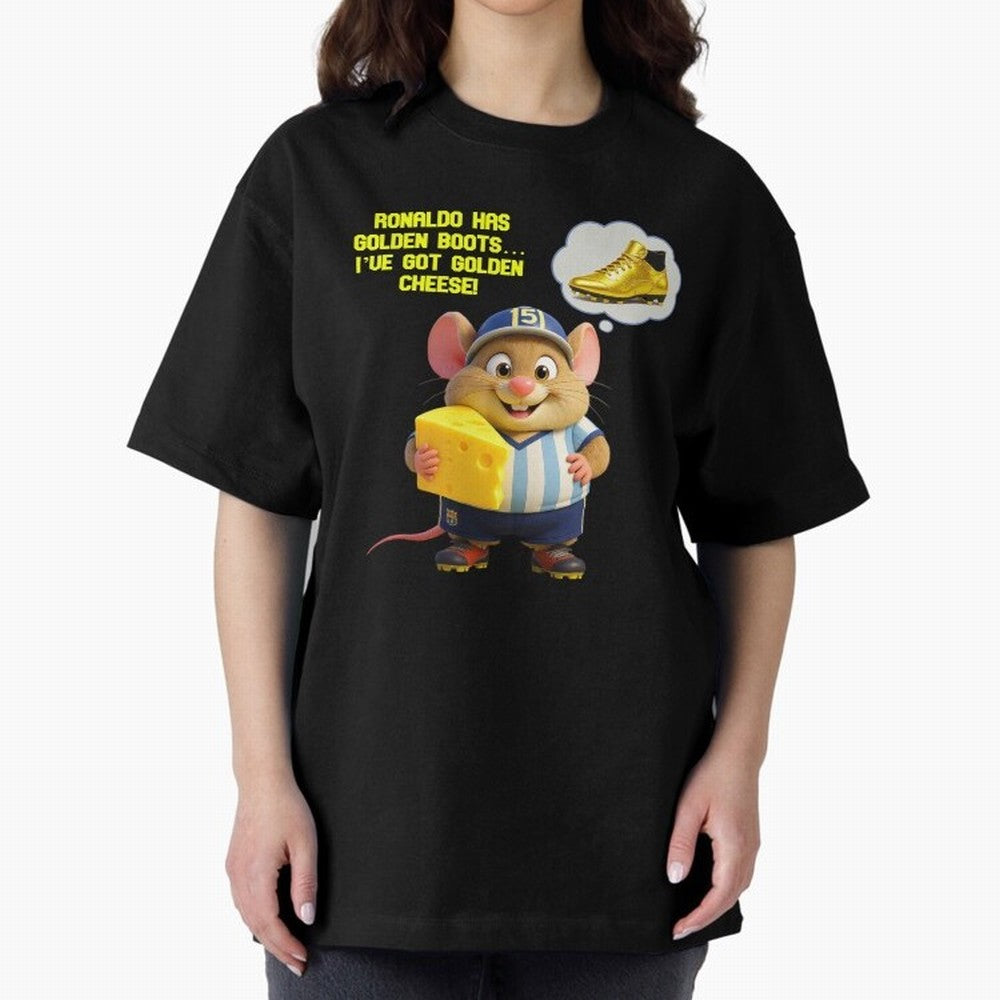 Zippy¡¯s Golden Cheese vs Ronaldo Oversized T-Shirt Celebrate Fan Favorites in FIFA World Cup 2026 USA Canada Mexico for Fans of Cristiano Ronaldo, Haaland and CR7 and England, Bringing Champion Mindset, Group Stage Buzz, Knockout Tension and