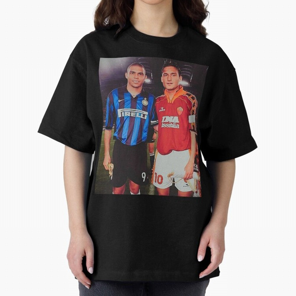 Clash of Class. Francesco Totti and Ronaldo Nazario sometime in the 90s. Oversized T-Shirt Bring World Football Passion into Global Football Passion for FIFA World Cup 2026, Built around Neymar, Haaland and Cristiano Ronaldo, England, France and