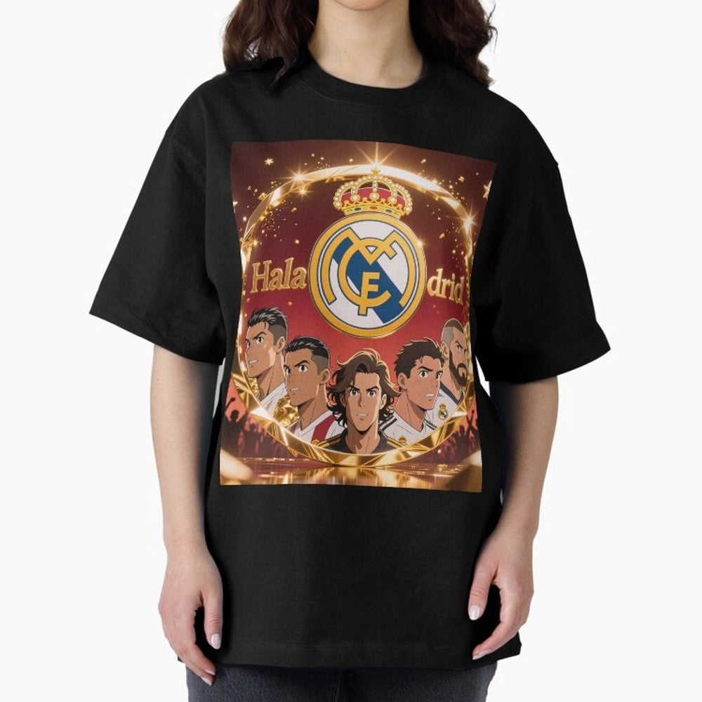 Estrellas del Real Madrid Oversized T-Shirt Show Fan Pride Across Global Football Passion for FIFA World Cup 2026 Group Stage, Centered on Mbappe, England and Germany, Goal Celebration Energy, Supporter Heritage, Football Icons and Worldwide
