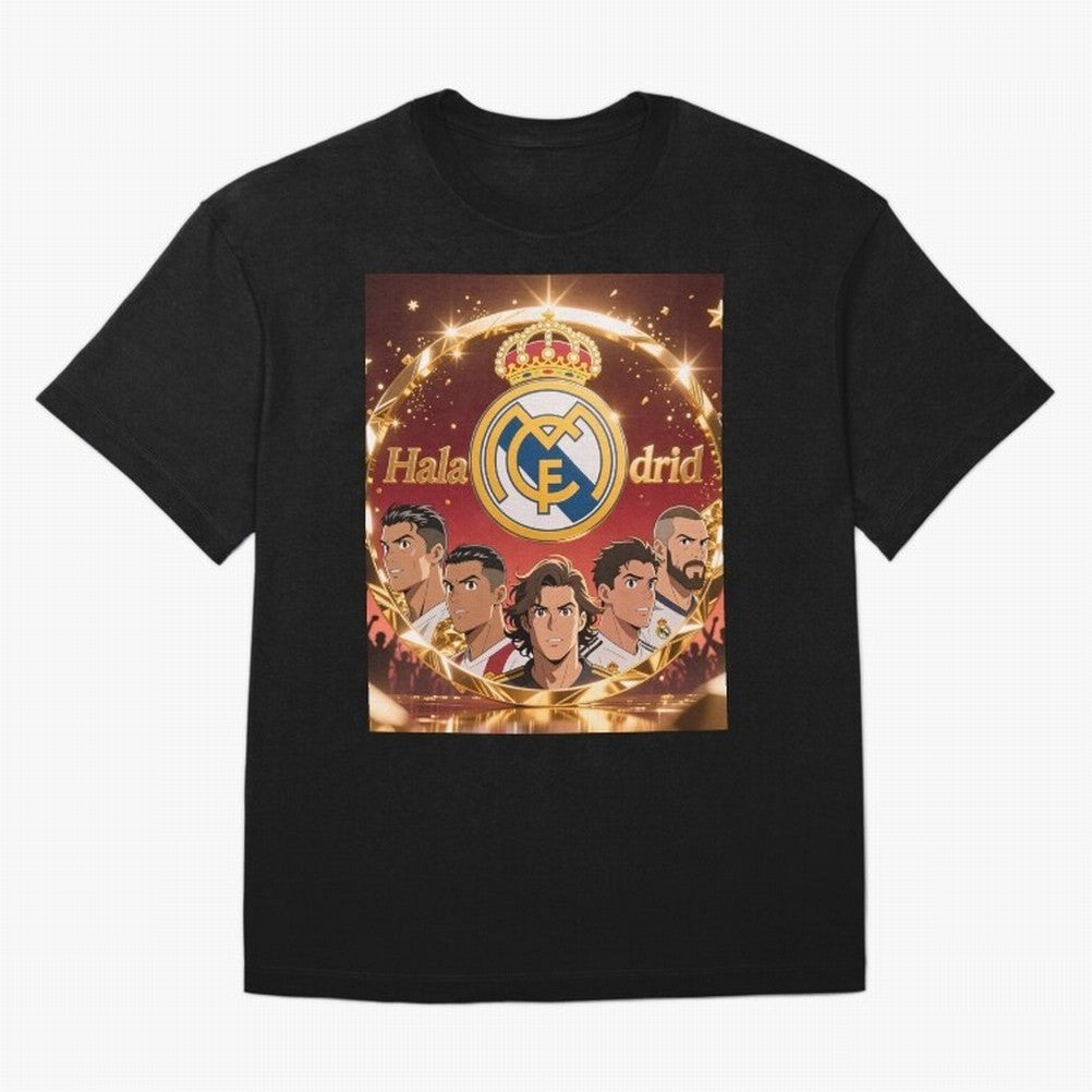 Estrellas del Real Madrid Oversized T-Shirt Show Fan Pride Across Global Football Passion for FIFA World Cup 2026 Group Stage, Centered on Mbappe, England and Germany, Goal Celebration Energy, Supporter Heritage, Football Icons and Worldwide