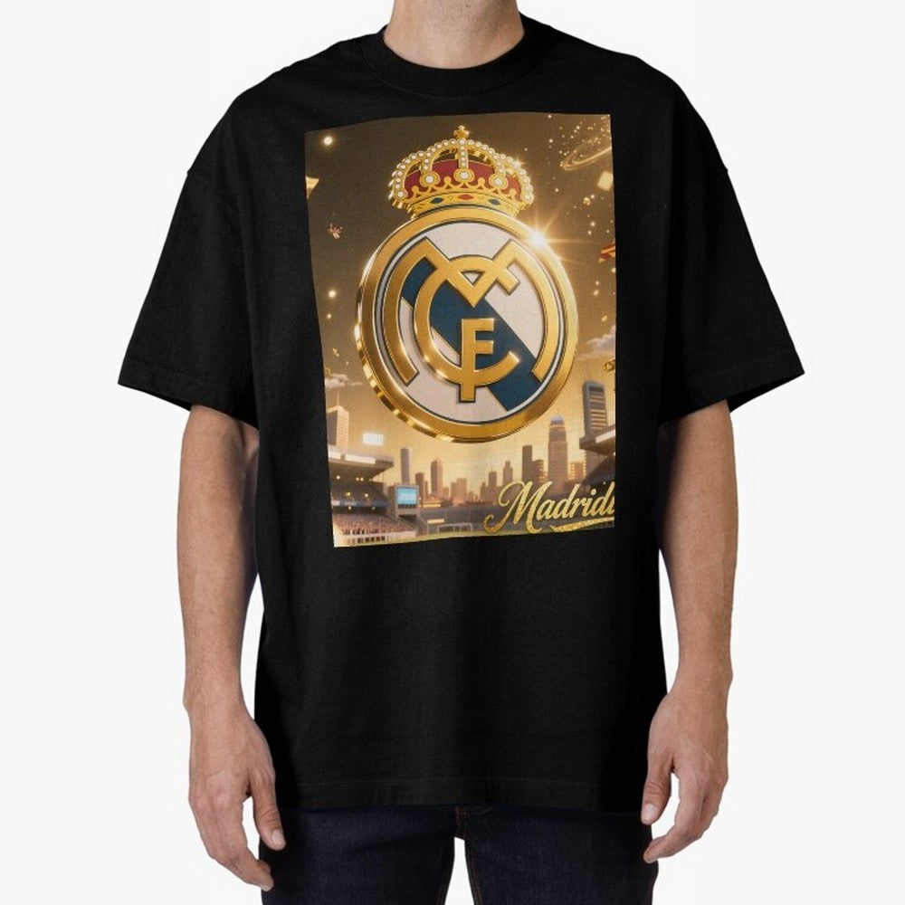 Madridistas Oversized T-Shirt Represent Global Football Passion for FIFA World Cup 2026, Highlighting Haaland and Mbappe, Brazil, Portugal and Argentina, Goal Celebration Energy, Supporter Heritage, Football Icons and Worldwide Tournament Joy;