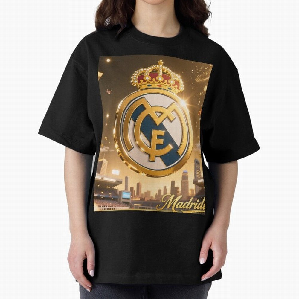 Madridistas Oversized T-Shirt Represent Global Football Passion for FIFA World Cup 2026, Highlighting Haaland and Mbappe, Brazil, Portugal and Argentina, Goal Celebration Energy, Supporter Heritage, Football Icons and Worldwide Tournament Joy;