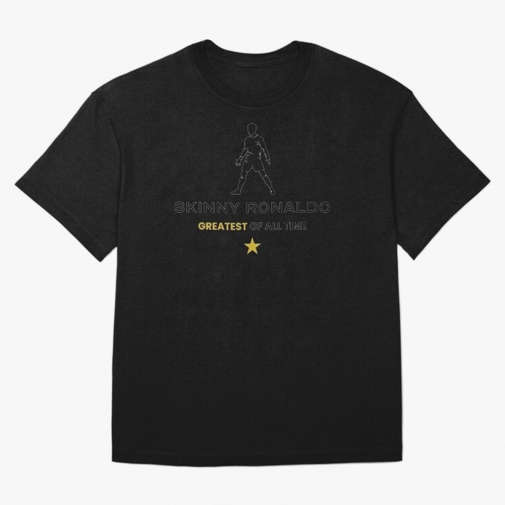 Skinny Ronaldo The Greatest Of All Time Black Oversized T-Shirt Live the Energy of FIFA World Cup 2026 Group Stage with CR7, France and Portugal Energy, Stadium Chants, National Pride, Trophy Dreams and Unforgettable Football Memories; Created for