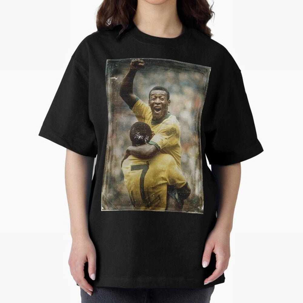 Pele Celebration Vintage Oversized T-Shirt Upgrade Match Day Hype around FIFA World Cup 2026 USA Canada Mexico, Messi, CR7 and Mbappe, Spain, Stadium Memories, Football Loyalty, International Chants and Championship Tradition; Made for Die Hard