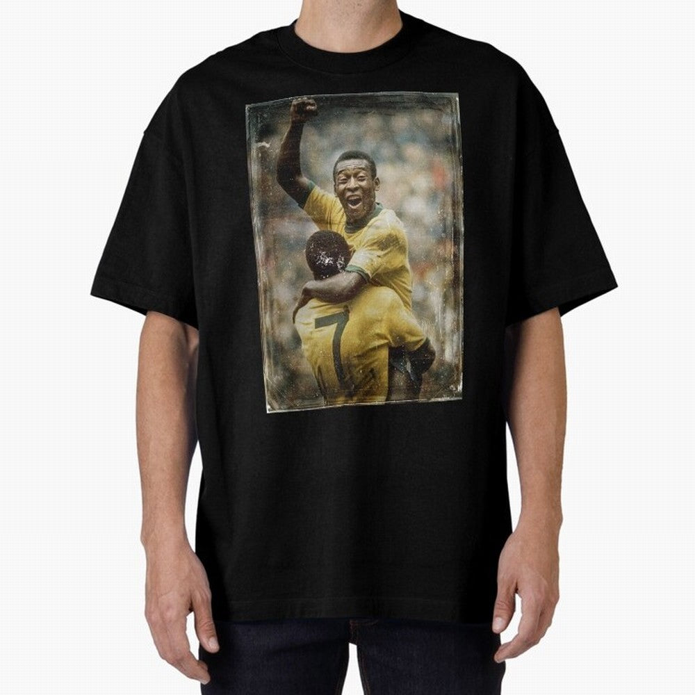 Pele Celebration Vintage Oversized T-Shirt Upgrade Match Day Hype around FIFA World Cup 2026 USA Canada Mexico, Messi, CR7 and Mbappe, Spain, Stadium Memories, Football Loyalty, International Chants and Championship Tradition; Made for Die Hard