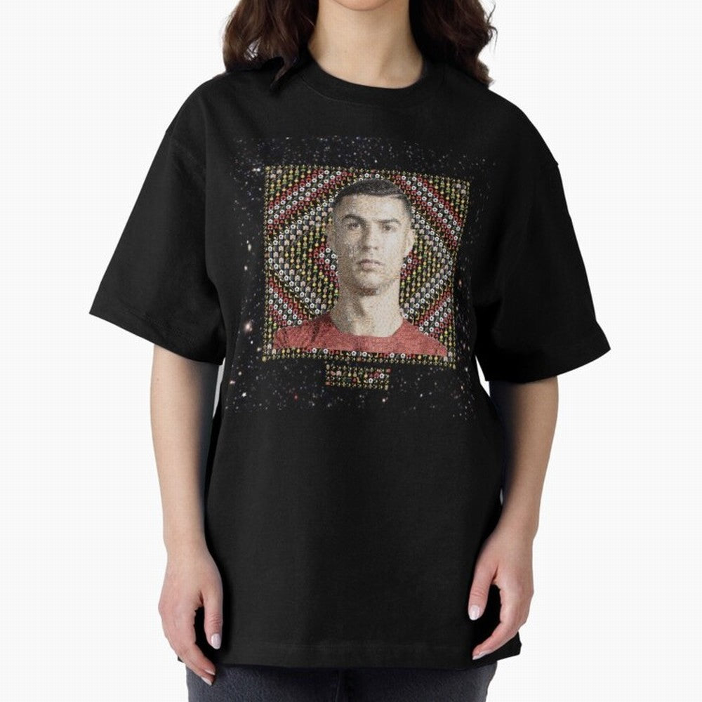CR7 Emojified ¨C Ronaldo-Inspired Grid Tribute | Visual Power in Emoji Form | Football Legend Art Series Oversized T-Shirt Honor Champions and Dreams in FIFA World Cup 2026 USA Canada Mexico for Fans of Neymar and Netherlands, Bringing Worldwide
