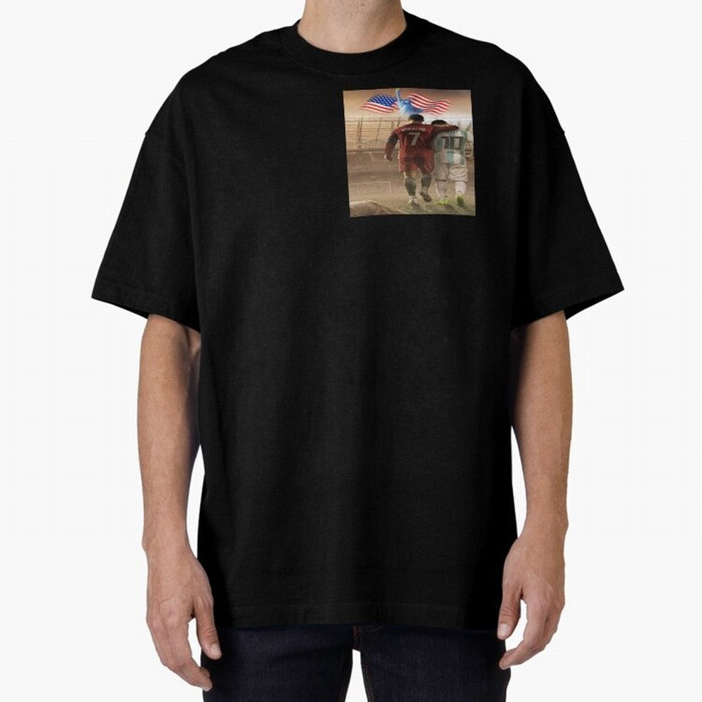 Ronaldo & messi 7_10 football USA sports top quality redbubble Oversized T-Shirt Follow Every Goal of Match Day Hype around FIFA World Cup 2026 USA Canada Mexico, Mbappe, Portugal, Match Day Excitement, Supporter Culture, Golden Goals and Global