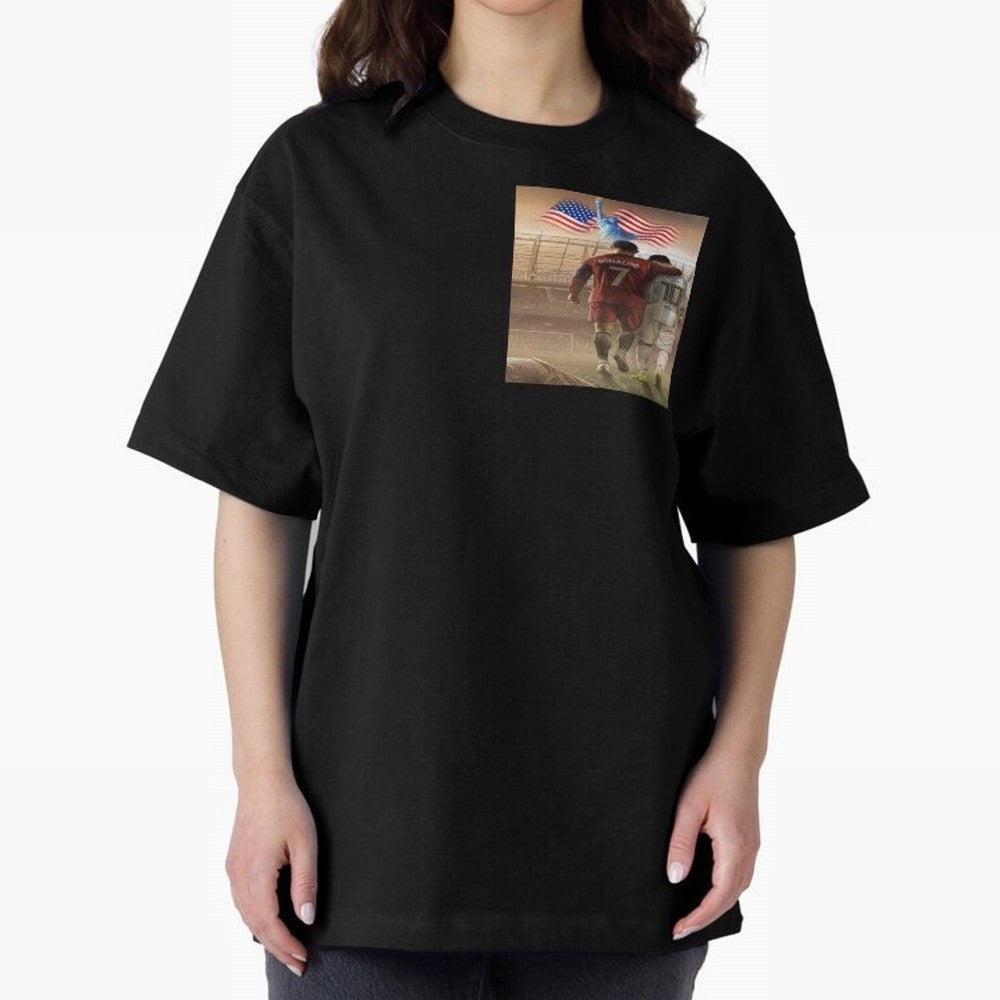 Ronaldo & messi 7_10 football USA sports top quality redbubble Oversized T-Shirt Follow Every Goal of Match Day Hype around FIFA World Cup 2026 USA Canada Mexico, Mbappe, Portugal, Match Day Excitement, Supporter Culture, Golden Goals and Global