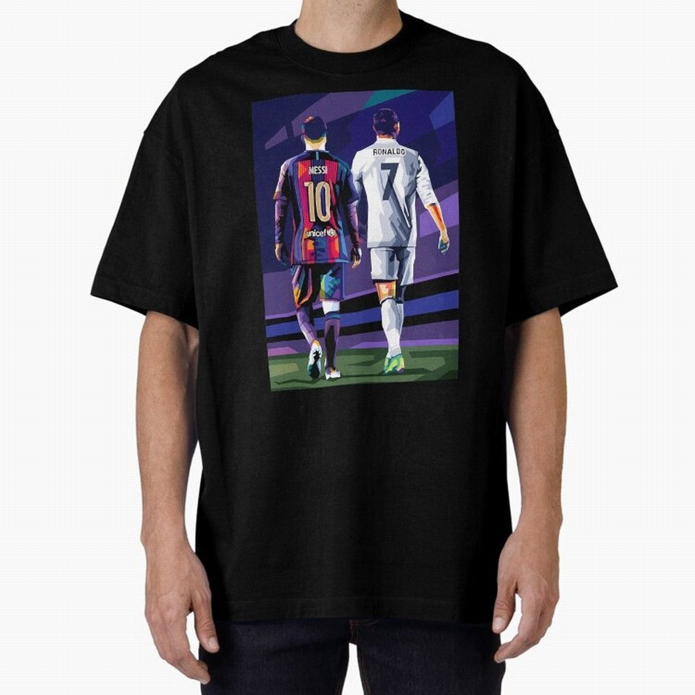 Ronaldo And Messi Oversized T-Shirt Bring Bold Fan Energy to Global Football Passion for FIFA World Cup 2026 Group Stage, Highlighting Haaland and Mbappe, Spain and Netherlands, Football Passion, Legendary Performances, Festival Vibes and Supporter