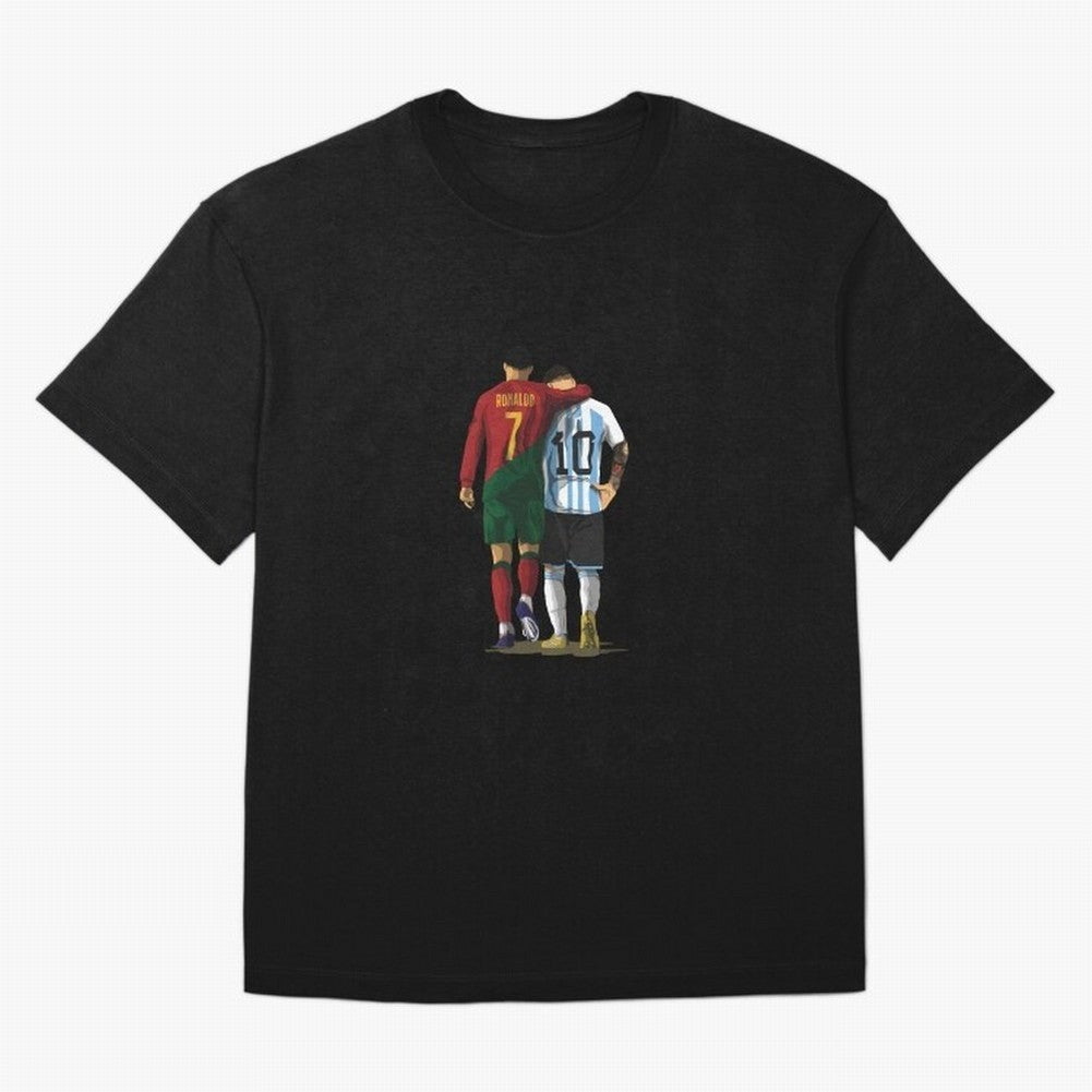 Messi Ronaldo Chit Chat Illustration Classic Oversized T-Shirt Celebrate Every Goal in Match Day Hype around FIFA World Cup 2026 USA Canada Mexico, Neymar, Haaland and Cristiano Ronaldo, Argentina, Global Supporter Spirit, Legendary Goals, National