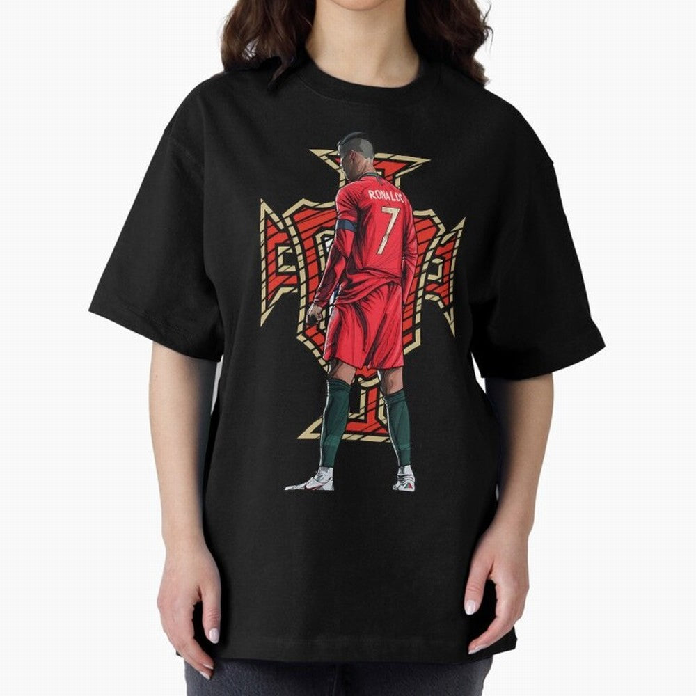 Portugal Ronaldo No.7 Artwork For Soccer Fans, Gift For Football Supporters Oversized T-Shirt Represent Fans Who Live for FIFA World Cup 2026 USA Canada Mexico Made for Mbappe and Neymar, Portugal Energy, Fan Favorite Moments, National Team