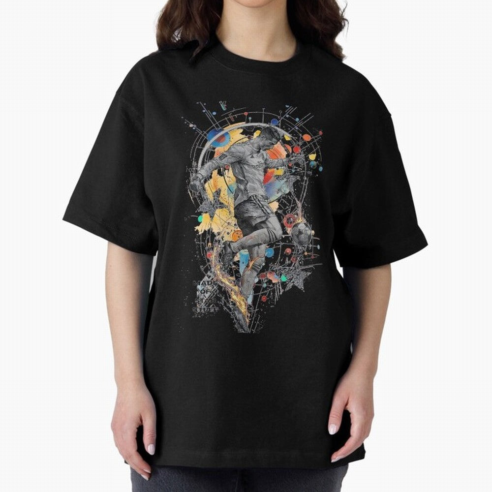 Cosmic Ronaldo Made of Star Stuff Artwork For Football Fans Gift For Soccer Enthusiasts Oversized T-Shirt Celebrate National Team Dreams in the FIFA World Cup 2026 Journey through CR7 Highlights, Germany Pride, Supporter Pride, Iconic Celebrations,