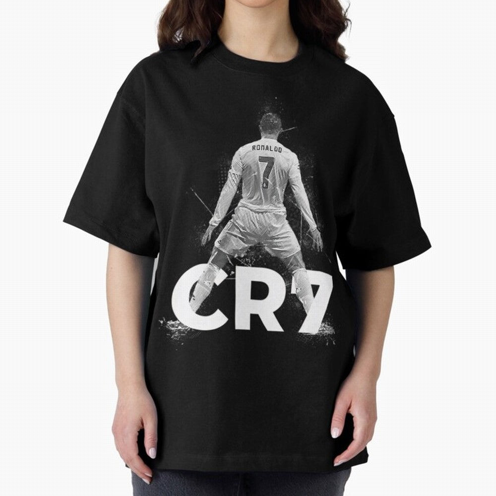 CR7 Ronaldo Celebration Artwork For Football Fans Gift For Soccer Enthusiasts Oversized T-Shirt Feel the Trophy Chase of FIFA World Cup 2026 Group Stage for Fans of Haaland and Mbappe and Brazil, Bringing Stadium Memories, Football Loyalty,