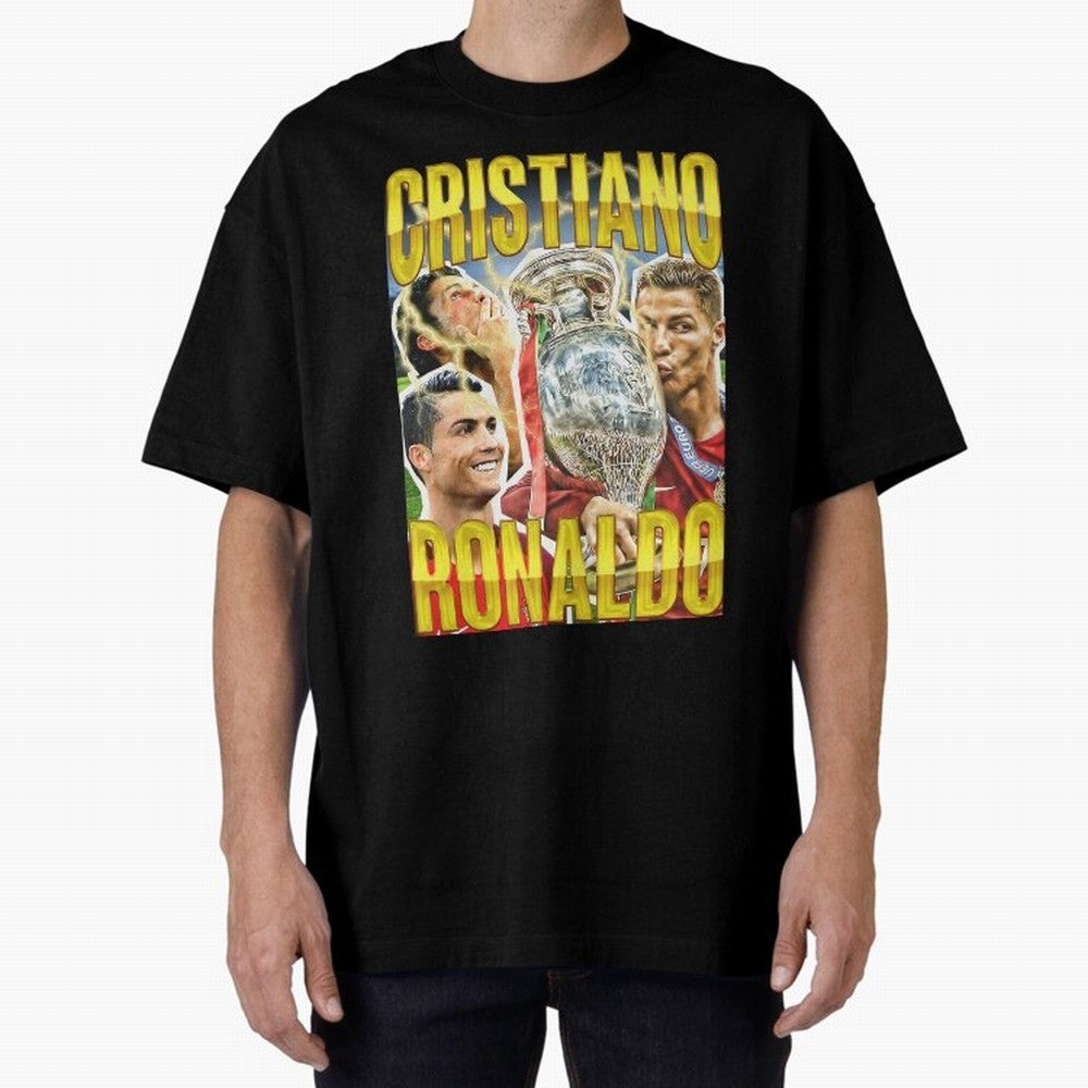 Ronaldo Siuuu Celebration Silhouette Design For Football Fans, Gift For Soccer Enthusiasts Oversized T-Shirt Feel the Roar of Match Day Hype around FIFA World Cup 2026 USA Canada Mexico, Cristiano Ronaldo, Haaland and CR7, Germany, Football
