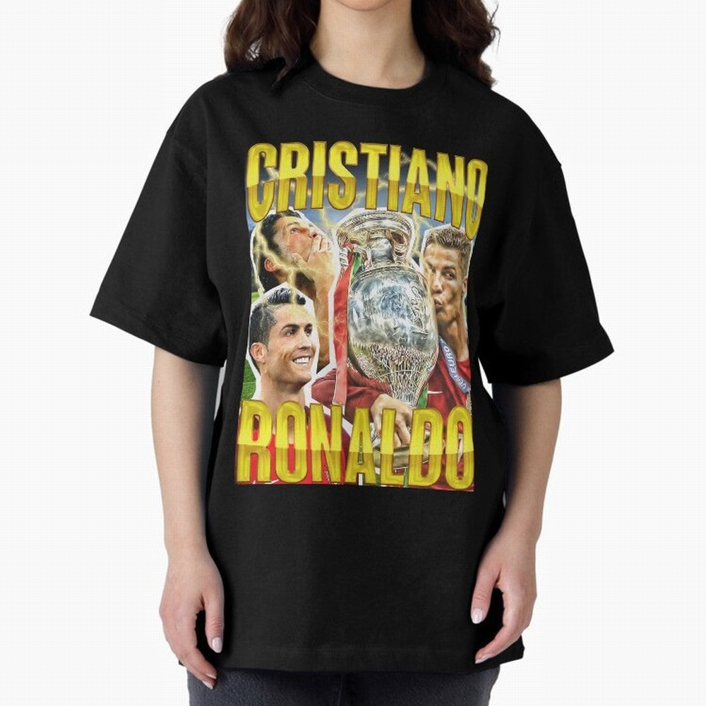 Ronaldo Siuuu Celebration Silhouette Design For Football Fans, Gift For Soccer Enthusiasts Oversized T-Shirt Feel the Roar of Match Day Hype around FIFA World Cup 2026 USA Canada Mexico, Cristiano Ronaldo, Haaland and CR7, Germany, Football