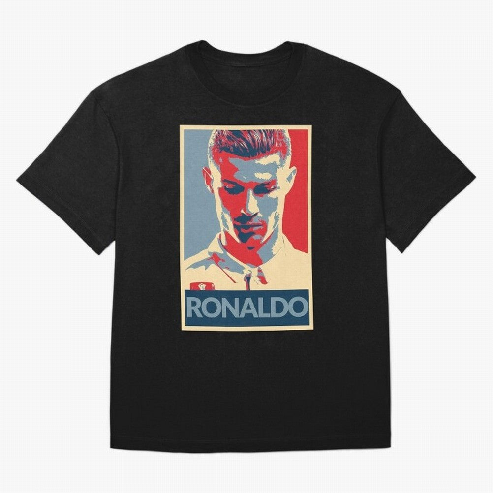 Ronaldo Poster Style Pop Art Design For Football Fans Gift For Soccer Enthusiasts Oversized T-Shirt Experience the Global Stage of the FIFA World Cup 2026 USA Canada Mexico Journey through CR7 Highlights, Portugal, Spain and Germany Pride, Classic