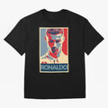 Ronaldo Poster Style Pop Art Design For Football Fans Gift For Soccer Enthusiasts Oversized T-Shirt Experience the Global Stage of the FIFA World Cup 2026 USA Canada Mexico Journey through CR7 Highlights, Portugal, Spain and Germany Pride, Classic
