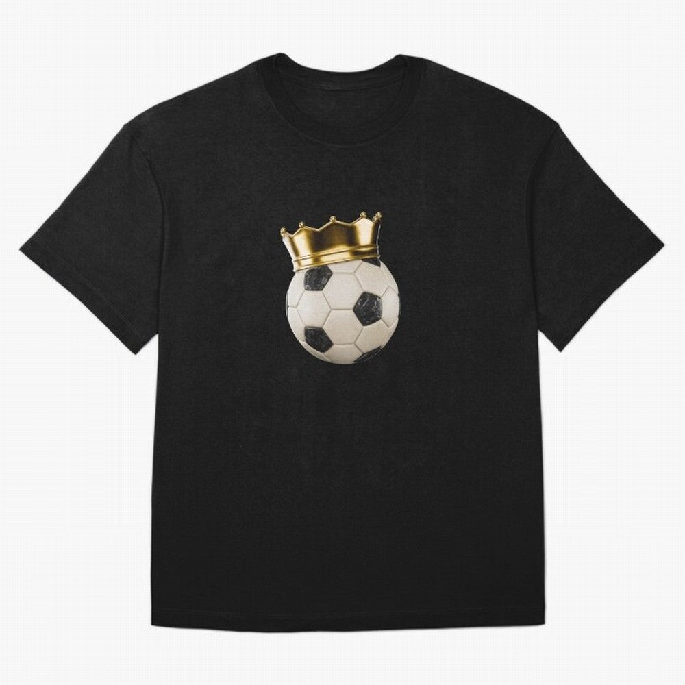 Soccer Ball with Kings Crown, Sticker Illustration Oversized T-Shirt Share FIFA World Cup 2026 USA Canada Mexico Filled with Haaland and Mbappe, Argentina and Brazil Energy, Football Festival Excitement, Trophy Ambitions, Country Rivalries and Star