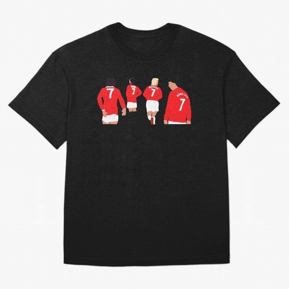 Manchester United Legends Number 7 Best Cantona Beckham Ronaldo Poster Oversized T-Shirt Join the Countdown to FIFA World Cup 2026 Spirit, Filled with Portugal, Spain and Germany, Neymar, Haaland and Cristiano Ronaldo, Tournament Hype, Historic