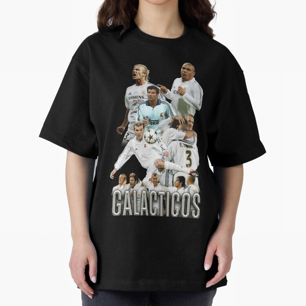 Real Madrid Galacticos Soccer Legends Collage Poster Oversized T-Shirt Show Your Love for FIFA World Cup 2026 USA Canada Mexico Made for Mbappe and Neymar, Netherlands Energy, Match Day Excitement, Supporter Culture, Golden Goals and Global