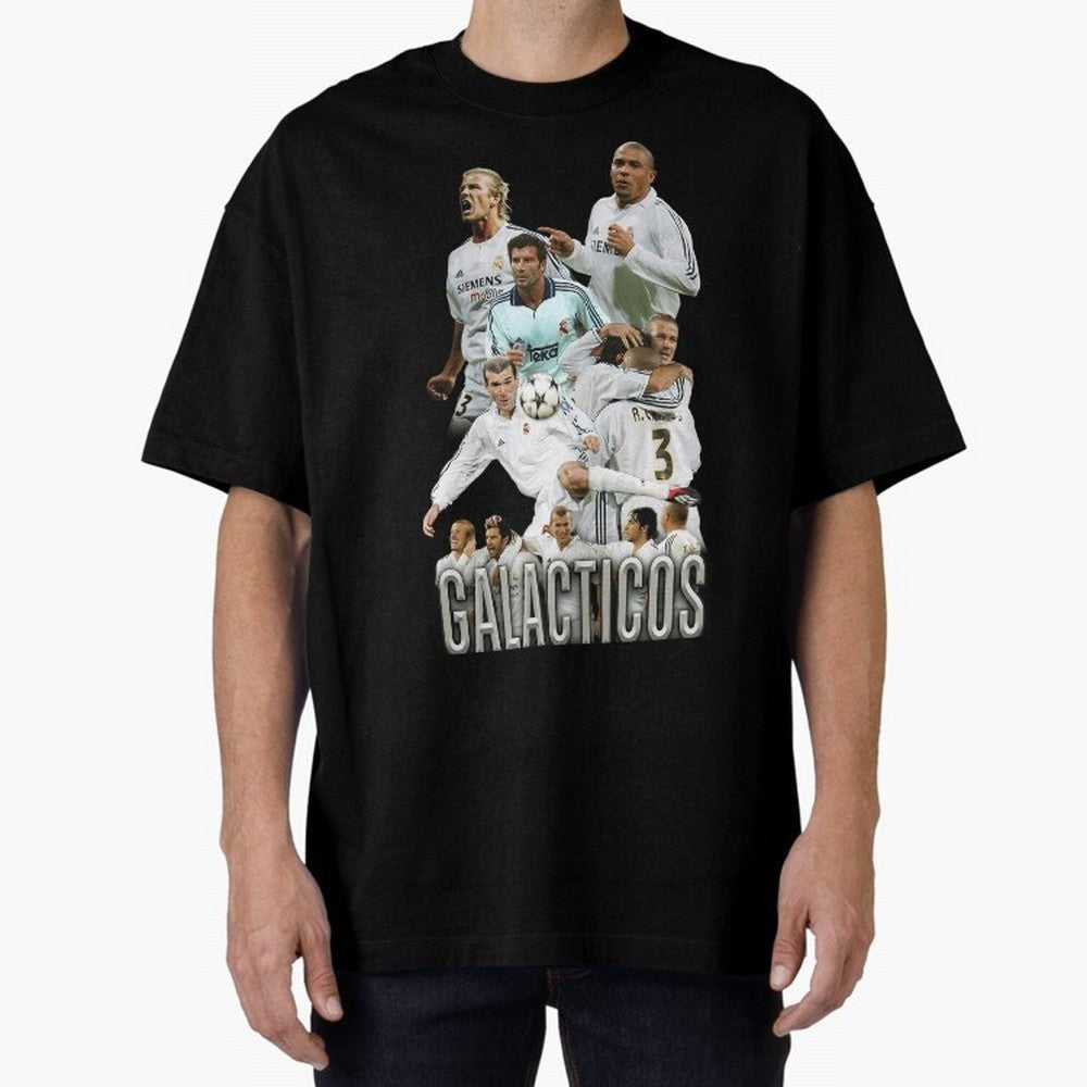 Real Madrid Galacticos Soccer Legends Collage Poster Oversized T-Shirt Show Your Love for FIFA World Cup 2026 USA Canada Mexico Made for Mbappe and Neymar, Netherlands Energy, Match Day Excitement, Supporter Culture, Golden Goals and Global
