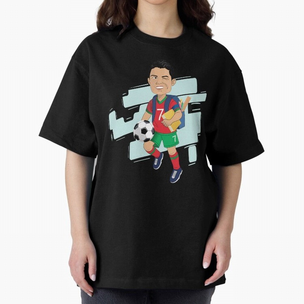 BACK TO SCHOOL - CARICATURE - CHRISTIANO - RONALDO Oversized T-Shirt Join Supporters Worldwide for FIFA World Cup 2026 Driven by CR7 and Messi, Argentina, France and Brazil Energy, Classic Soccer Heritage, Championship Pressure, Fan Loyalty and