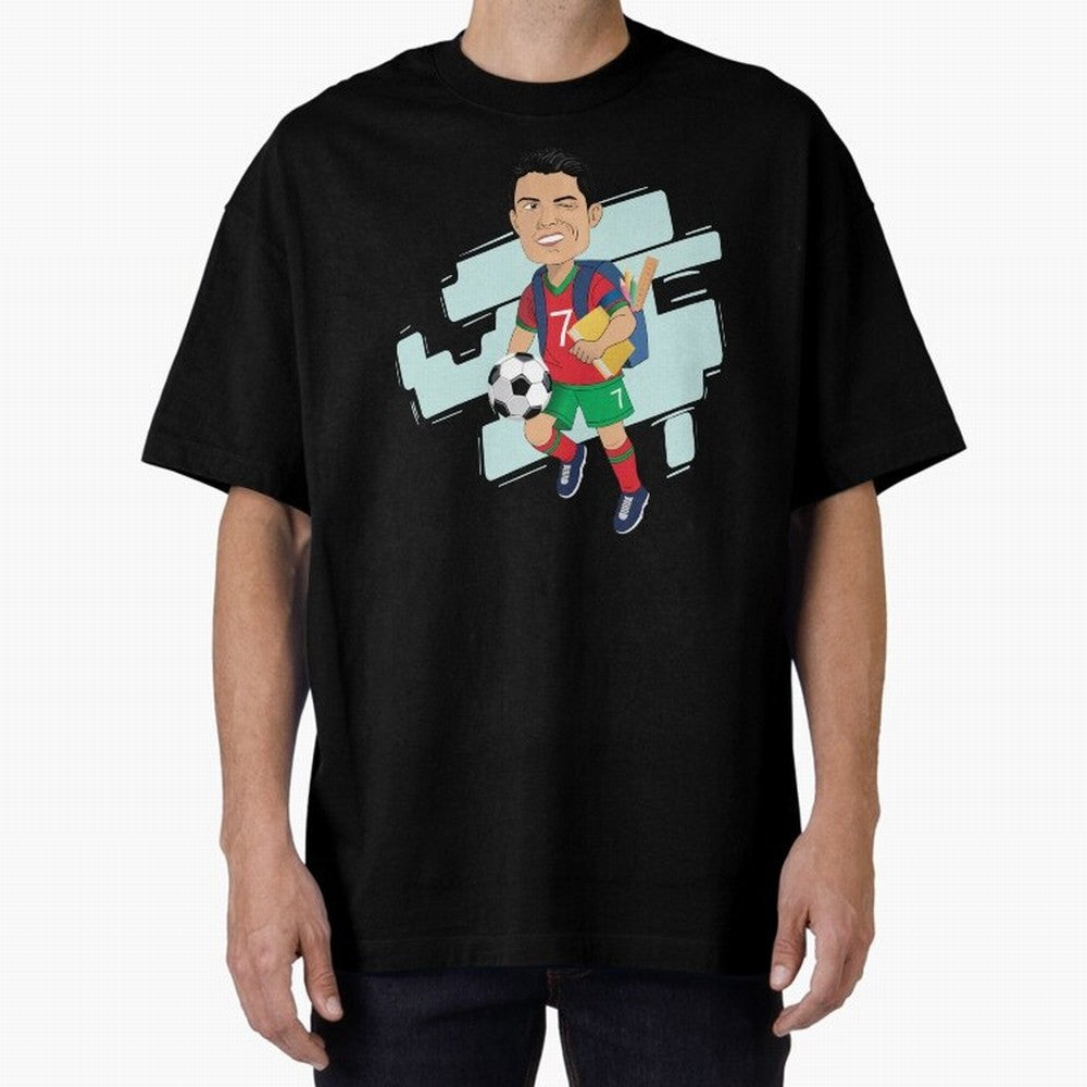 BACK TO SCHOOL - CARICATURE - CHRISTIANO - RONALDO Oversized T-Shirt Join Supporters Worldwide for FIFA World Cup 2026 Driven by CR7 and Messi, Argentina, France and Brazil Energy, Classic Soccer Heritage, Championship Pressure, Fan Loyalty and