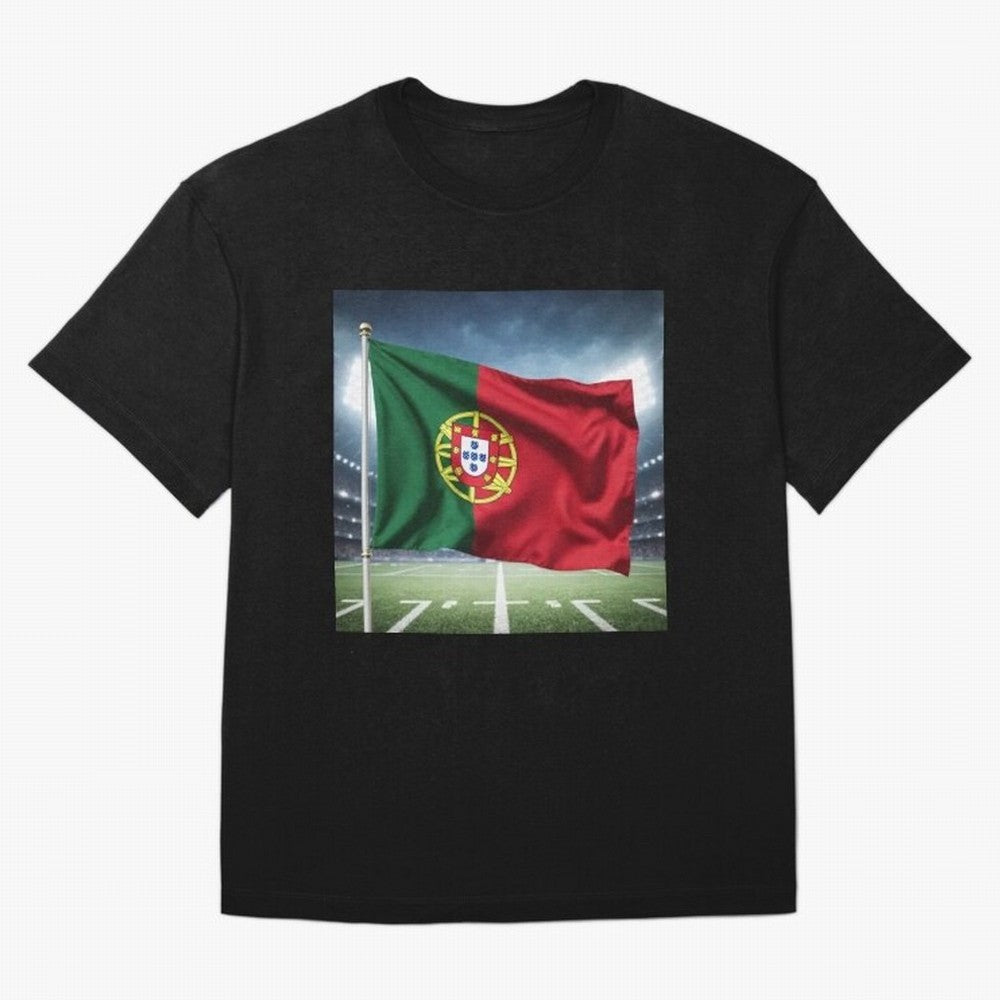 Portugal Flag 3D Football Design ¨C Supporters Portugal Oversized T-Shirt Step into Global Football Passion for FIFA World Cup 2026 Group Stage, Built around Messi, CR7 and Mbappe, Brazil, Portugal and Argentina, Sports Nostalgia, International
