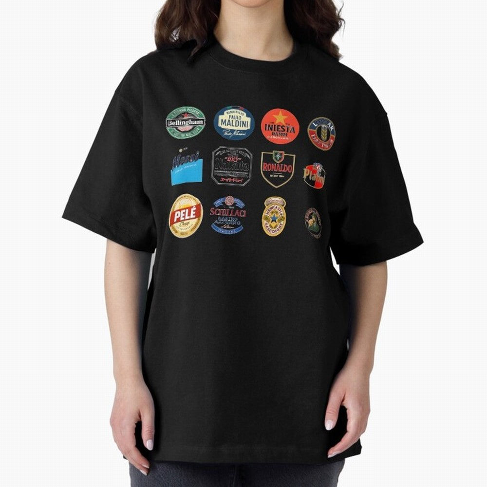 Legendary Lager Lineup ¨C Football Icons as Beer Labels (Sticker Set / Poster) Oversized T-Shirt Celebrate Fan Culture around FIFA World Cup 2026 USA Canada Mexico for Fans of Cristiano Ronaldo and France, Bringing Match Day Excitement, Supporter
