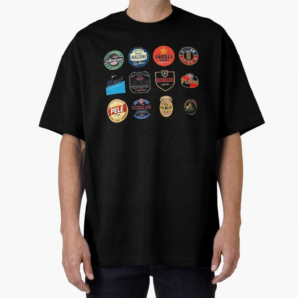 Legendary Lager Lineup ¨C Football Icons as Beer Labels (Sticker Set / Poster) Oversized T-Shirt Celebrate Fan Culture around FIFA World Cup 2026 USA Canada Mexico for Fans of Cristiano Ronaldo and France, Bringing Match Day Excitement, Supporter