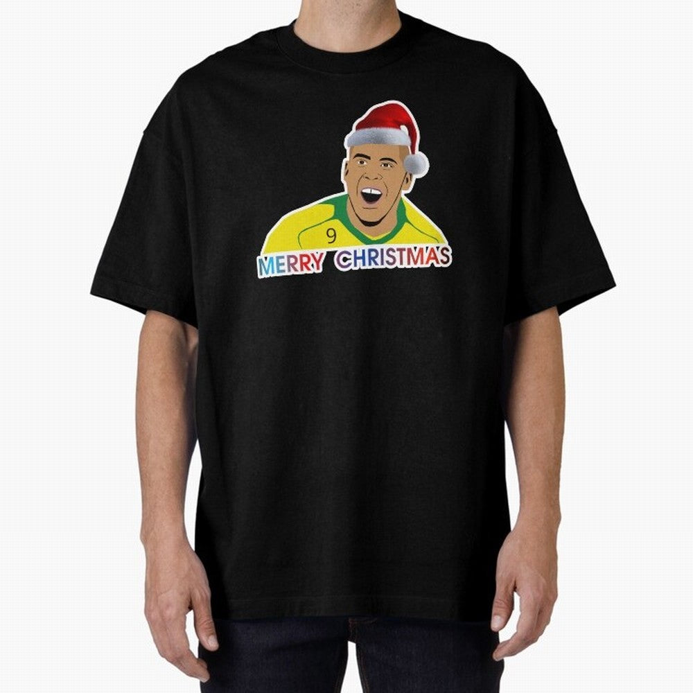 Ronaldo Christmas illustration Oversized T-Shirt Share the Excitement of FIFA World Cup 2026 Group Stage for Fans of Haaland and England, Bringing Championship Spirit, Famous Goals, Roaring Crowds and International Football Unity; Ideal for