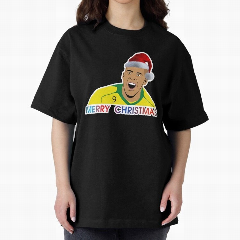 Ronaldo Christmas illustration Oversized T-Shirt Share the Excitement of FIFA World Cup 2026 Group Stage for Fans of Haaland and England, Bringing Championship Spirit, Famous Goals, Roaring Crowds and International Football Unity; Ideal for
