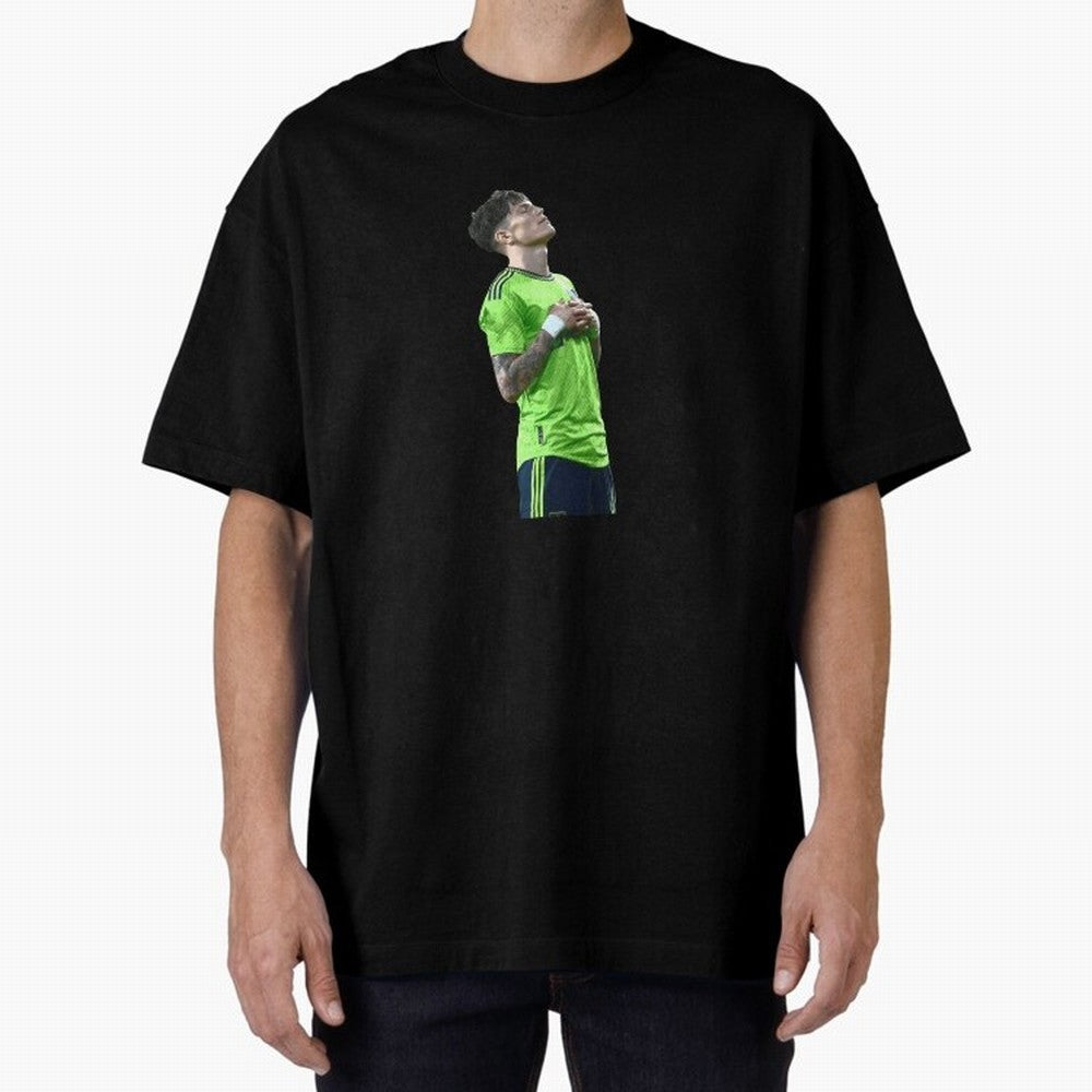 Alejandro Garnacho Oversized T-Shirt Spotlight Global Football Passion for FIFA World Cup 2026 USA Canada Mexico, Celebrating CR7, Argentina, France and Brazil, Football History, Final Match Energy, Crowd Noise and Once in a Lifetime Moments;