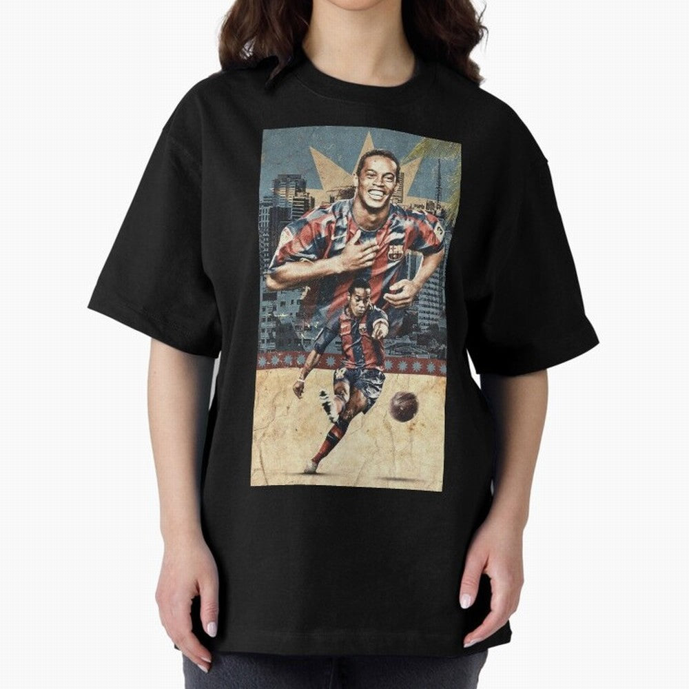 Ronaldinho Design Oversized T-Shirt Celebrate the Magic of Global Football Passion for FIFA World Cup 2026 USA Canada Mexico, Celebrating Haaland and Mbappe, Spain, Soccer Culture, Superstar Moments, National Team Dreams and Competitive Fire; Made