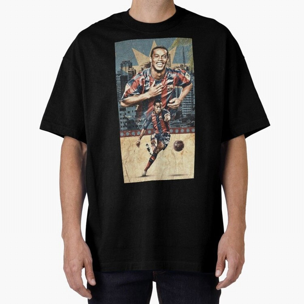 Ronaldinho Design Oversized T-Shirt Celebrate the Magic of Global Football Passion for FIFA World Cup 2026 USA Canada Mexico, Celebrating Haaland and Mbappe, Spain, Soccer Culture, Superstar Moments, National Team Dreams and Competitive Fire; Made