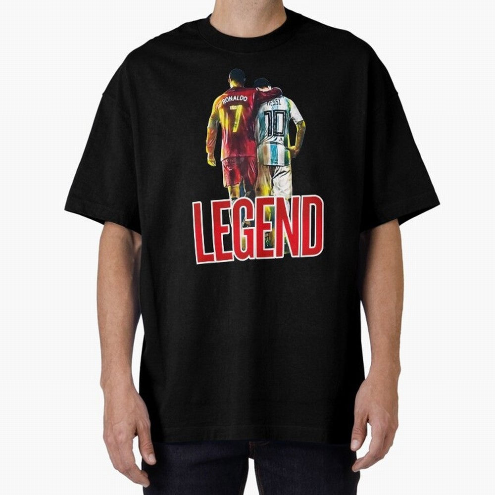 LEGEND MESSI & RONALDO POSTER Oversized T-Shirt Celebrate Unforgettable Nights in FIFA World Cup 2026 Group Stage Spirit, Highlighting Argentina, Messi and Cristiano Ronaldo, Global Supporter Spirit, Legendary Goals, National Colors and Tournament
