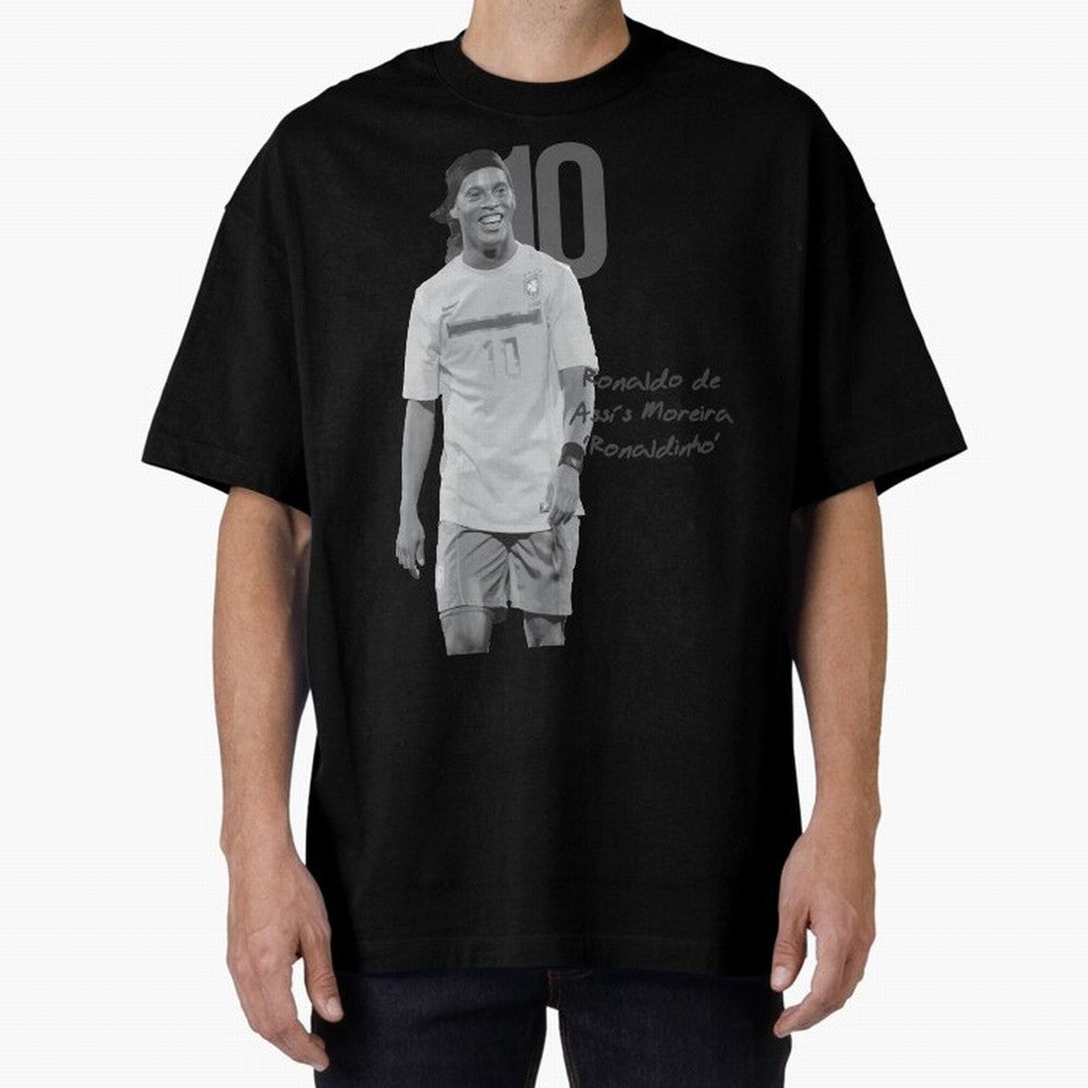 Ronaldo de Assis Moreira Ronaldinho Oversized T-Shirt Feel International Energy from Global Football Passion for FIFA World Cup 2026 USA Canada Mexico, Made for Messi, Neymar and Mbappe, Argentina, Goal Celebration Energy, Supporter Heritage,