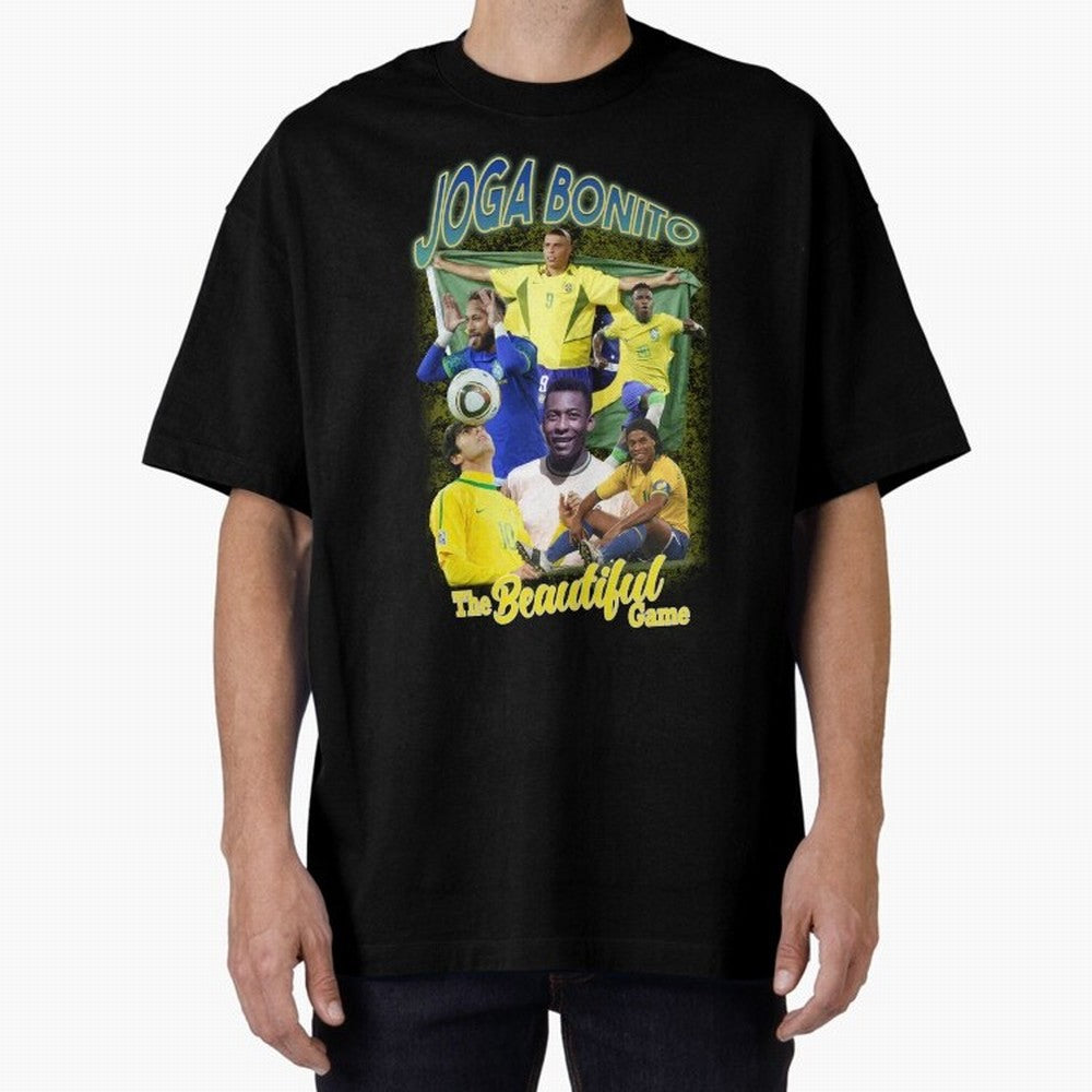 Joga Bonito Brazil Oversized T-Shirt Honor the Football Icons of Global Football Passion for FIFA World Cup 2026 USA Canada Mexico, Connected to Cristiano Ronaldo, Netherlands, Supporter Pride, Iconic Celebrations, Legendary Names and Global Match