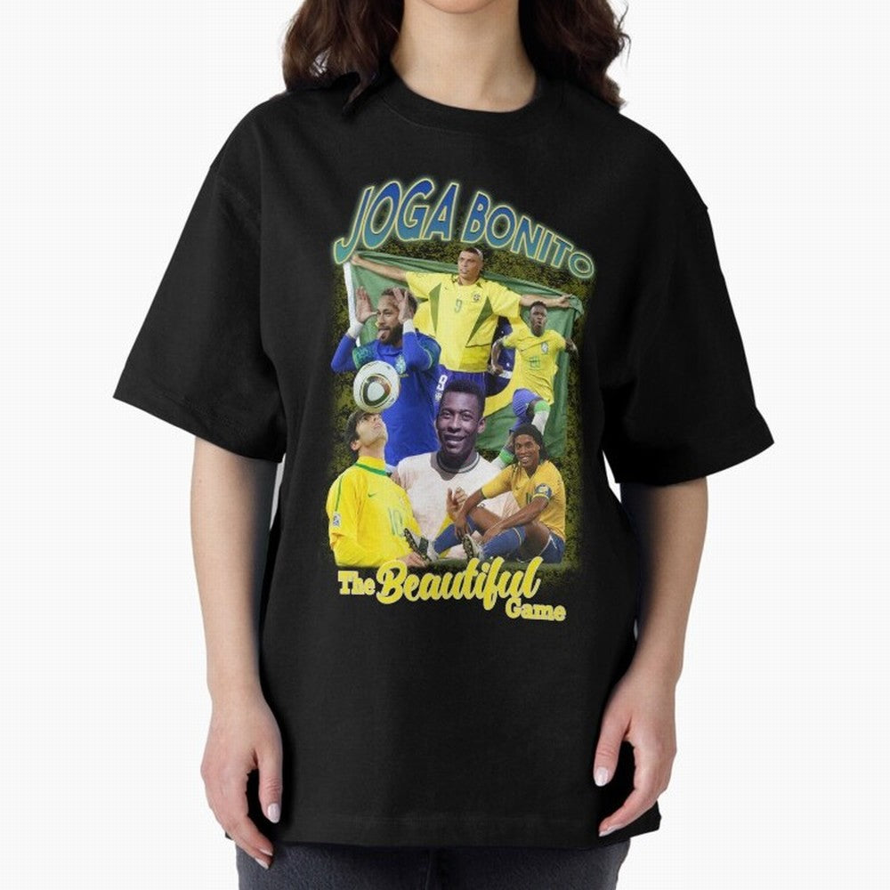 Joga Bonito Brazil Oversized T-Shirt Honor the Football Icons of Global Football Passion for FIFA World Cup 2026 USA Canada Mexico, Connected to Cristiano Ronaldo, Netherlands, Supporter Pride, Iconic Celebrations, Legendary Names and Global Match