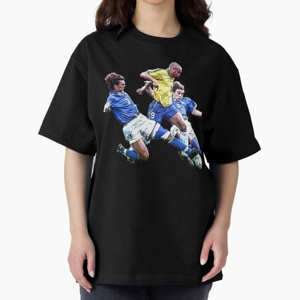 Ronaldo vs Maldini & Cannavaro Oversized T-Shirt Stand Out with Spirit from FIFA World Cup 2026 Group Stage for Fans of Messi, CR7 and Mbappe and England, Bringing Championship Spirit, Famous Goals, Roaring Crowds and International Football Unity;