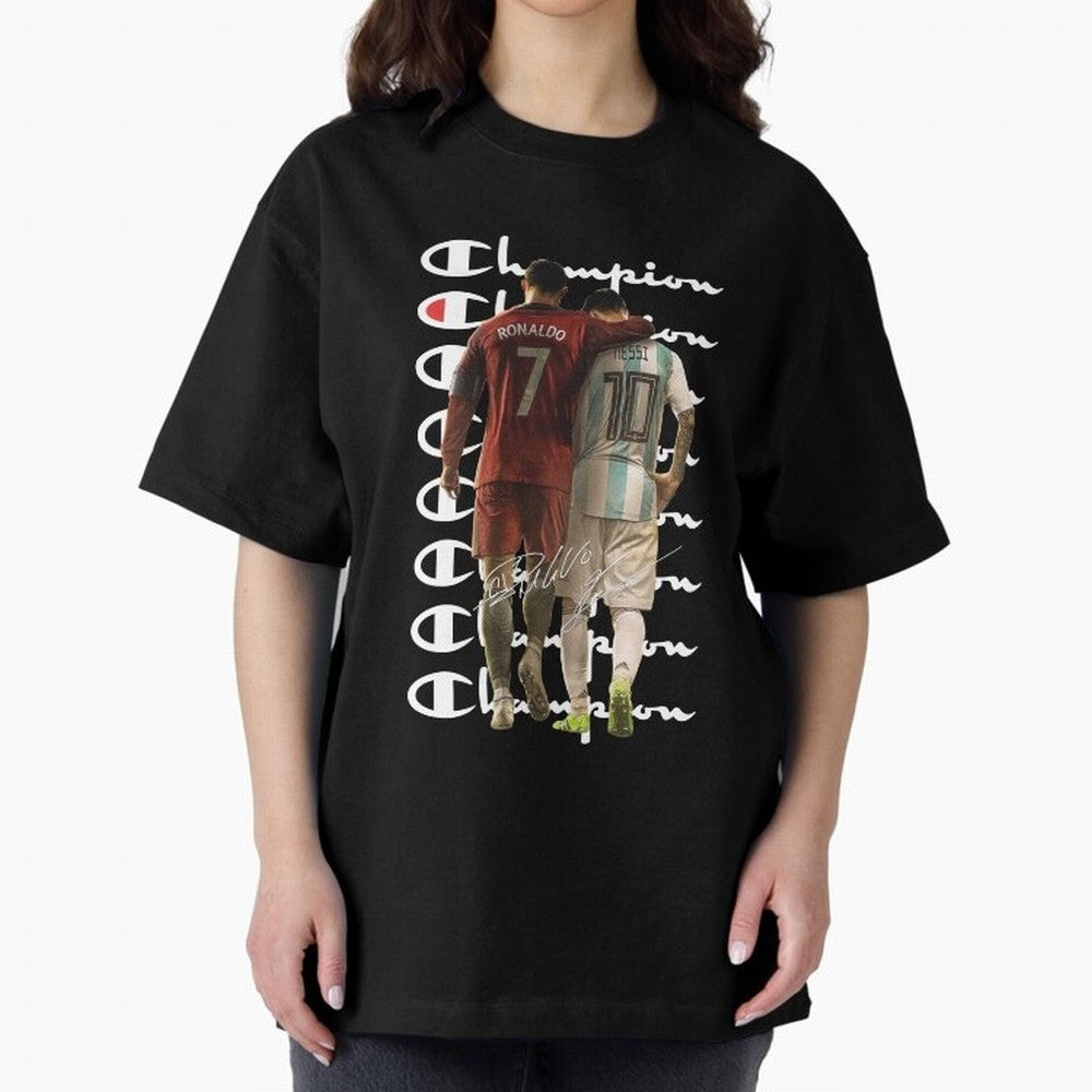 Ronaldos And Messis C-C-H-A-M-P-I-O-N-N Oversized T-Shirt Bring World Football Passion into the FIFA World Cup 2026 Journey through Cristiano Ronaldo Highlights, England and Germany Pride, Stadium Memories, Football Loyalty, International Chants