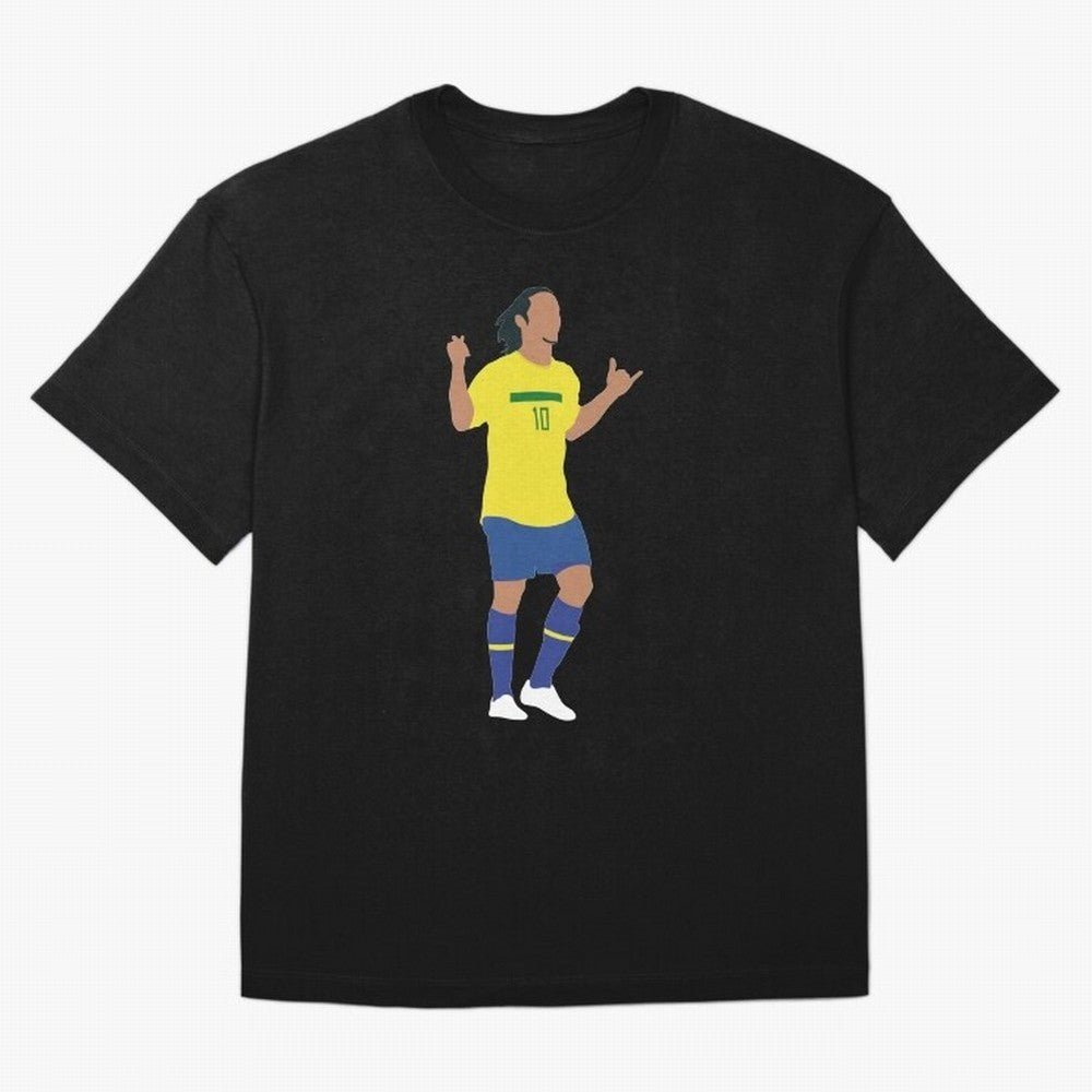 Ronaldinho. Brazil Football. Oversized T-Shirt Stand Proud for Match Day Hype around FIFA World Cup 2026 USA Canada Mexico, Cristiano Ronaldo, France and Portugal, Classic Soccer Heritage, Championship Pressure, Fan Loyalty and International Pride;