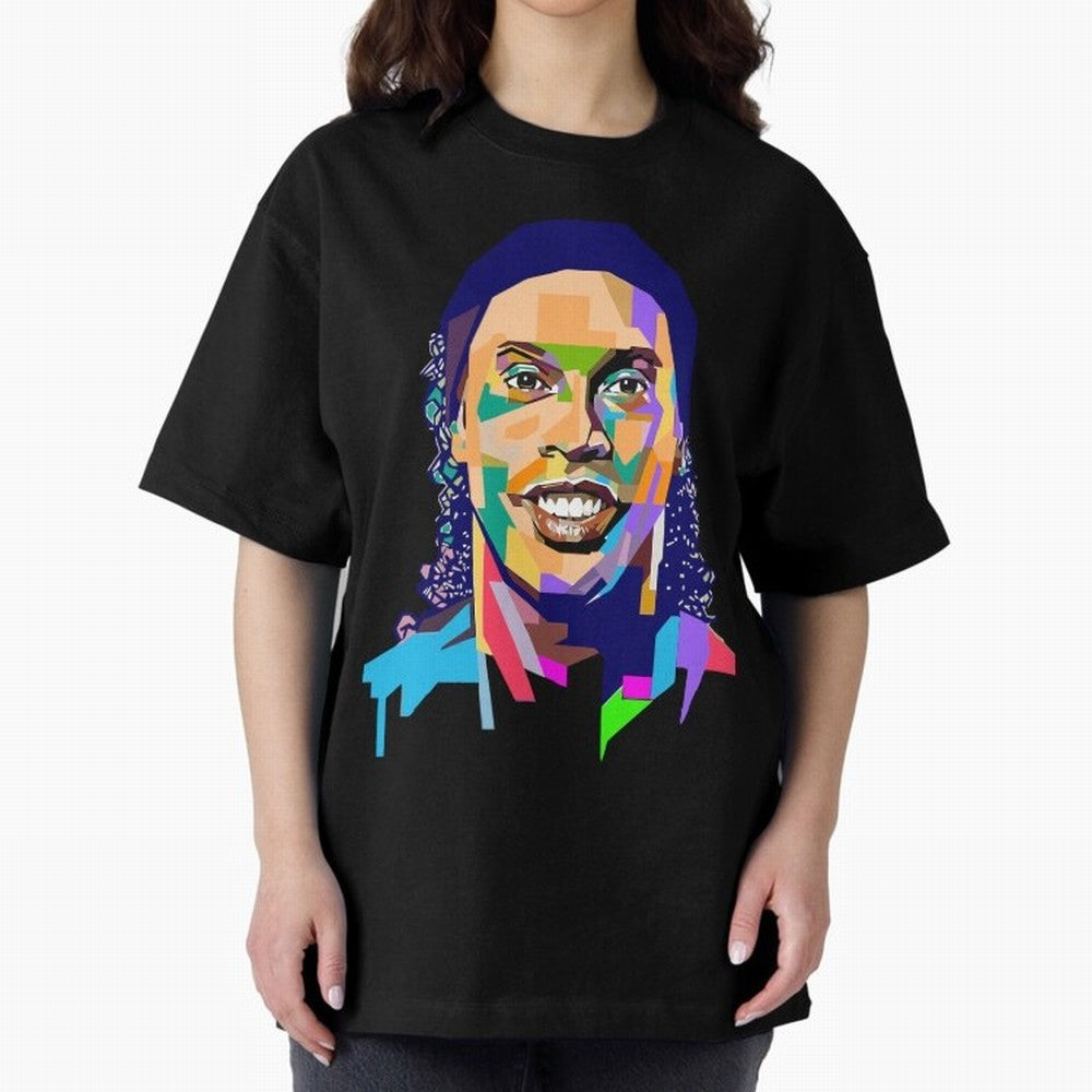 Ronaldinho Oversized T-Shirt Honor Champions and Dreams in Global Football Passion for FIFA World Cup 2026 USA Canada Mexico, Centered on Haaland, Spain and Netherlands, Match Day Excitement, Supporter Culture, Golden Goals and Global Football
