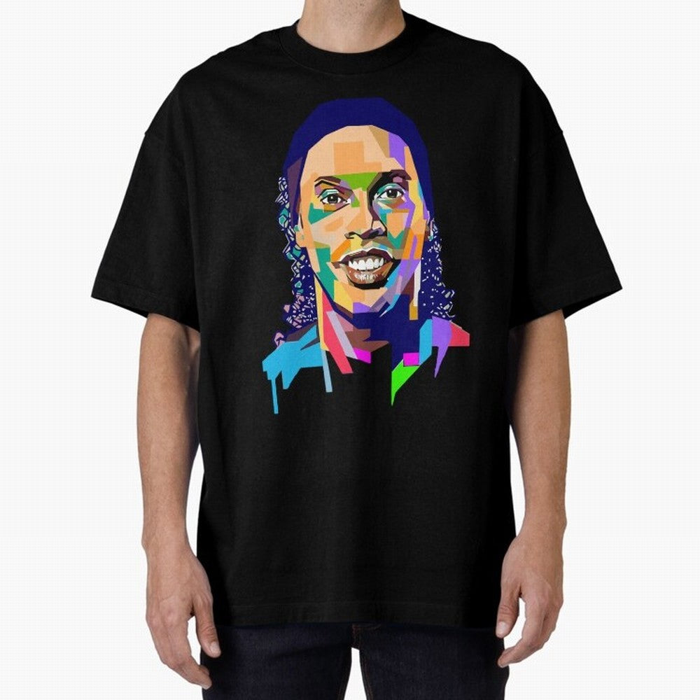 Ronaldinho Oversized T-Shirt Honor Champions and Dreams in Global Football Passion for FIFA World Cup 2026 USA Canada Mexico, Centered on Haaland, Spain and Netherlands, Match Day Excitement, Supporter Culture, Golden Goals and Global Football