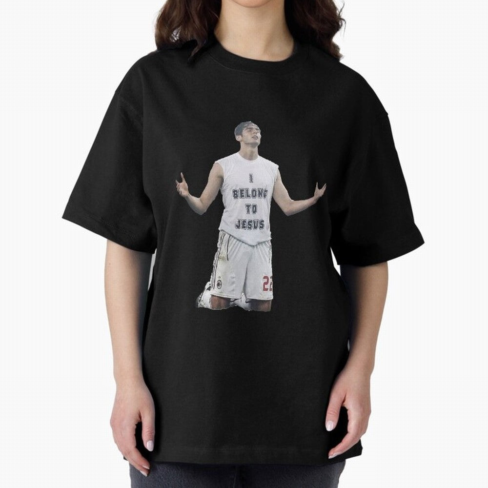 Ricardo Kaka wearing  I belong to Jesus  t-shirt sticker for football lovers Oversized T-Shirt Show Your Love for FIFA World Cup 2026 Spirit, Highlighting Spain, CR7 and Messi, Vintage Soccer Flavor, Modern Football Stars, National Flags and Final