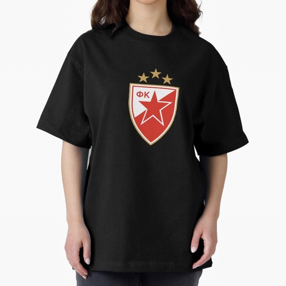 red star Oversized T-Shirt Fuel Global Football Passion for FIFA World Cup 2026 Group Stage, Inspired by Neymar, France and Portugal, Goal Celebration Energy, Supporter Heritage, Football Icons and Worldwide Tournament Joy; Perfect for Supporters