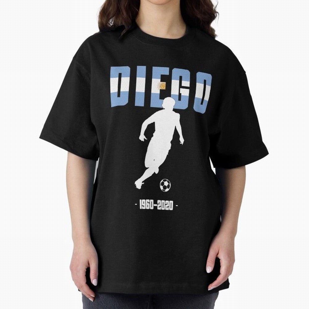 Diego 1960-2020 Oversized T-Shirt Capture Stadium Memories from FIFA World Cup 2026 Group Stage Spirit, Centered on Argentina and Brazil, Messi, Global Supporter Spirit, Legendary Goals, National Colors and Tournament Celebration; Perfect for