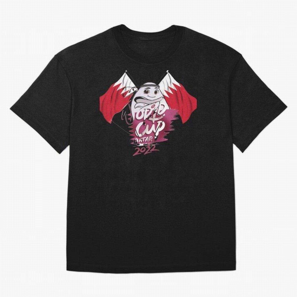 qatar mascot Oversized T-Shirt Honor the Football Icons of FIFA World Cup 2026 for Fans of Mbappe and Neymar and Brazil, Portugal and Argentina, Bringing Retro Football Energy, Iconic Rivalries, Trophy Chase Drama and Stadium Atmosphere; Ideal for